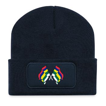 Gekreuzte Terschelling-Flaggen – Island Pride - Recycelte Patch Beanie - French Navy - Vorne