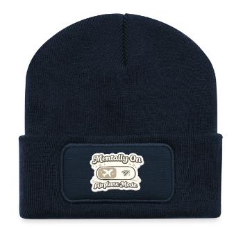 Mentally on Airplane Mode Selfcare Health Vibes - Recycelte Patch Beanie - French Navy - Vorne