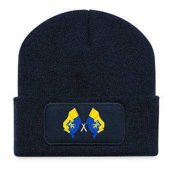 Drapeaux croisés de Zandvoort - Beanie recyclé à patch - bleu marine - Devant