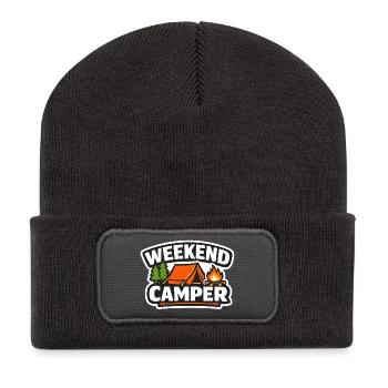 Tente et Feu de Campeurs du Week-End - Beanie recyclé à patch - charbon - Devant