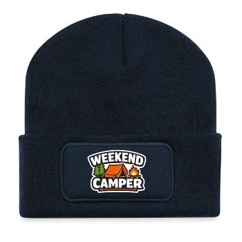 Wochenend-Camper Zelt & Feuer - Recycelte Patch Beanie - French Navy - Vorne
