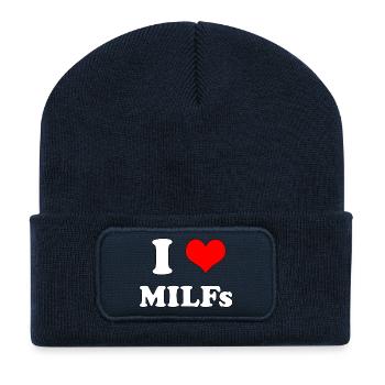 Icône des MILFs I Heart - Beanie recyclé à patch - bleu marine - Devant