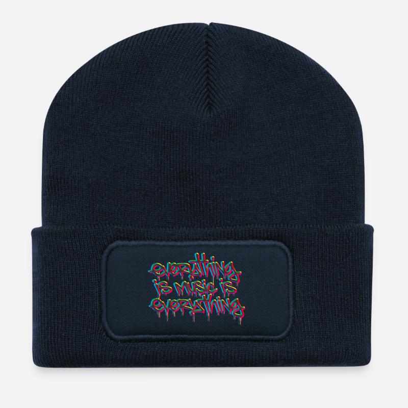 everything is music is everything tricolor - Recycled Patch Beanie - french navy