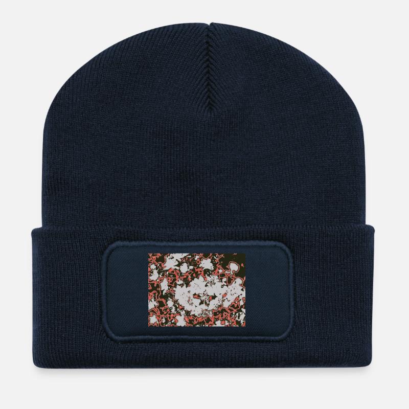 Roter Nebel-Abstractmuster - Recycelte Patch Beanie - French Navy