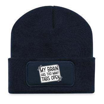 My Brain Has Too Many Tabs Open Lustig Grübeln - Recycelte Patch Beanie - French Navy - Vorne