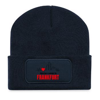 Mein Herz schlägt für Frankfurt - Recycelte Patch Beanie - French Navy - Vorne