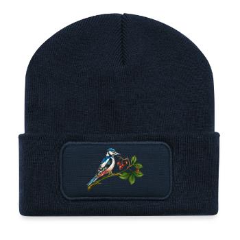 Bunter Vogel - Recycelte Patch Beanie - French Navy - Vorne