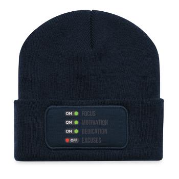 Focus Motivation Dedication No Excuses - Recycelte Patch Beanie - French Navy - Vorne