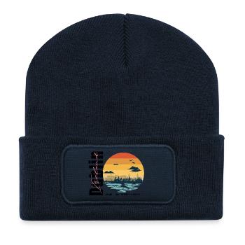 Vintage Dublin Ireland Skyline - Recycelte Patch Beanie - French Navy - Vorne