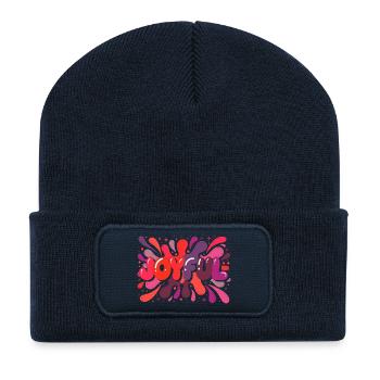 Joyful Splash Colorful Typography - Recycled Patch Beanie - french navy - Front