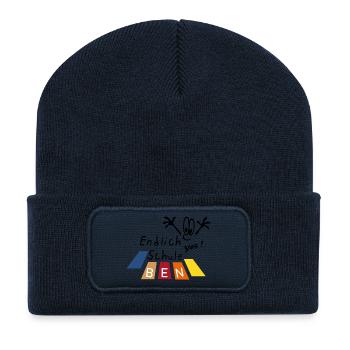 endlich Schule Ben - Recycelte Patch Beanie - French Navy - Vorne
