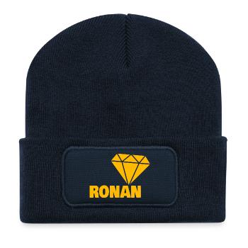 Ronan en diamant - Beanie recyclé à patch - bleu marine - Devant