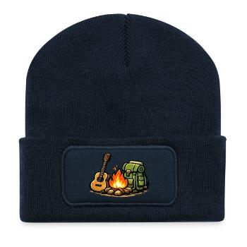 Lagerfeuer Gitarre Abenteuer - Recycelte Patch Beanie - French Navy - Vorne