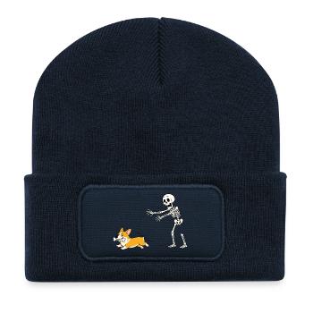 Halloween, Cprgi, Skeleton - Beanie recyclé à patch - bleu marine - Devant