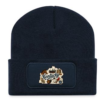 Vintage-Kentucky Bluegrass-Bourbon-Aufkleber - Recycelte Patch Beanie - French Navy - Vorne