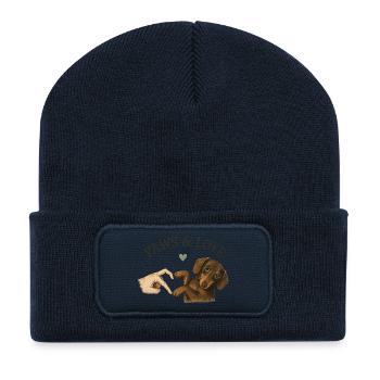 Paws & Love Dachshund Paw Heart - Recycled Patch Beanie - french navy - Front