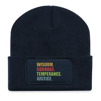 4 Stoic Virtues Retro Rainbow - Recycelte Patch Beanie - French Navy - Vorne