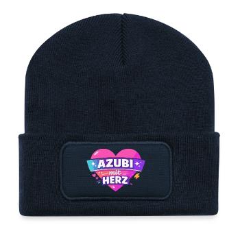 Azubi mit ganz viel Herz - Recycelte Patch Beanie - French Navy - Vorne