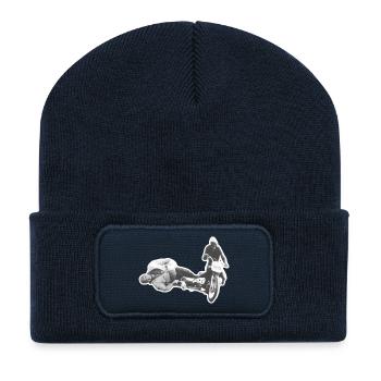 Vintage Seitenwagen-Wagmut auf Retro-Bike - Recycelte Patch Beanie - French Navy - Vorne