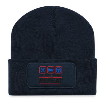 Eat sleep sim race repeat for sim racing fans - Recycled Patch Beanie - french navy - Front