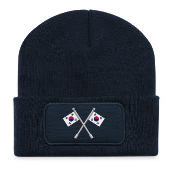 Südkoreanische Flagge - Recycelte Patch Beanie - French Navy - Vorne