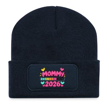 Mama lädt 2026 – Neue Mama-Ankündigung - Recycelte Patch Beanie - French Navy - Vorne