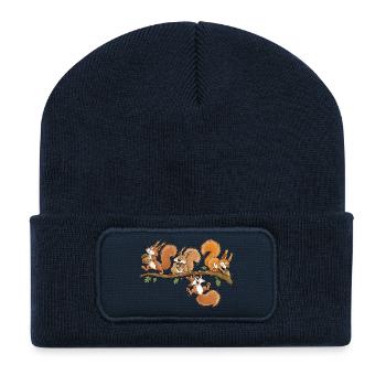 Lustige Eichhörnchen Eichel Wald Tierhumor - Recycelte Patch Beanie - French Navy - Vorne