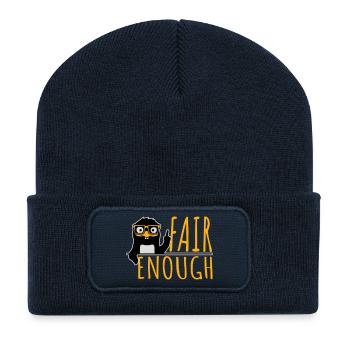 Fair Enough Witty Funny Sarcastic Pinguin Nerd - Recycelte Patch Beanie - French Navy - Vorne