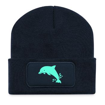 Dauphin - Beanie recyclé à patch - bleu marine - Devant
