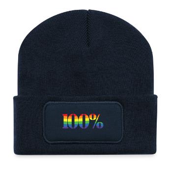 100% Regenbogen - Recycelte Patch Beanie - French Navy - Vorne
