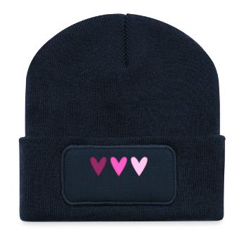 HERZ. HERZ. HEILIGER VALENTINSTAG. LIEBE. LIEBE. PAAR. - Recycelte Patch Beanie - French Navy - Vorne
