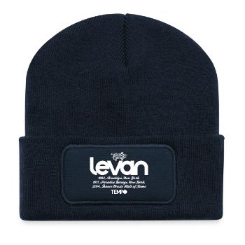 Levan Paradise Garage in White - Recycled Patch Beanie - french navy - Front