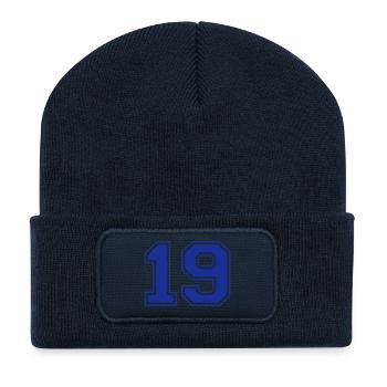 nombre - 19 - Beanie recyclé à patch - bleu marine - Devant