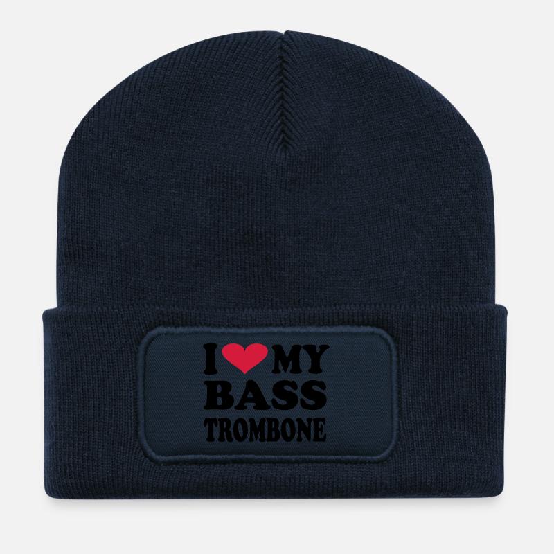 I Love my bass trombone - Recycelte Patch Beanie - French Navy