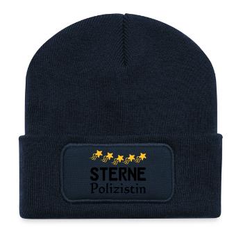 Sterne Polizistin Geschenk - Recycelte Patch Beanie - French Navy - Vorne