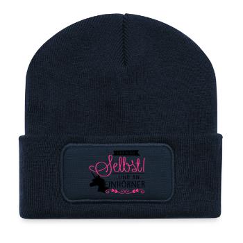glaube an dich selbst & an Einhörner - Recycelte Patch Beanie - French Navy - Vorne