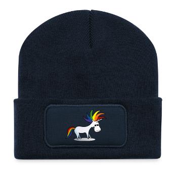 Punk Unicorn - Beanie recyclé à patch - bleu marine - Devant