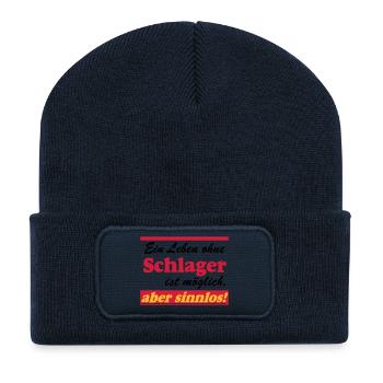 Schlager Party , Schlager Musik , aber sinnlos - Recycelte Patch Beanie - French Navy - Vorne