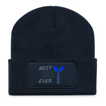 BEST DAD EVER - Recycelte Patch Beanie - French Navy - Vorne