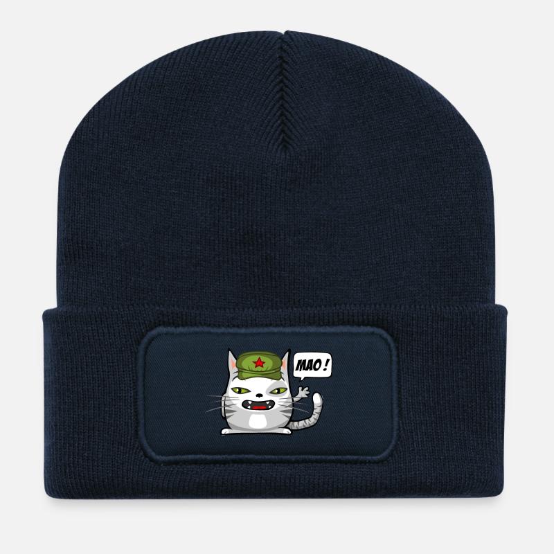 Cat communiste - Beanie recyclé à patch - bleu marine