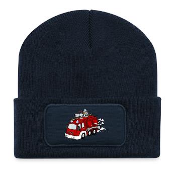 feuerwehr feuerwehrmann firefighter firetruck fire - Recycelte Patch Beanie - French Navy - Vorne