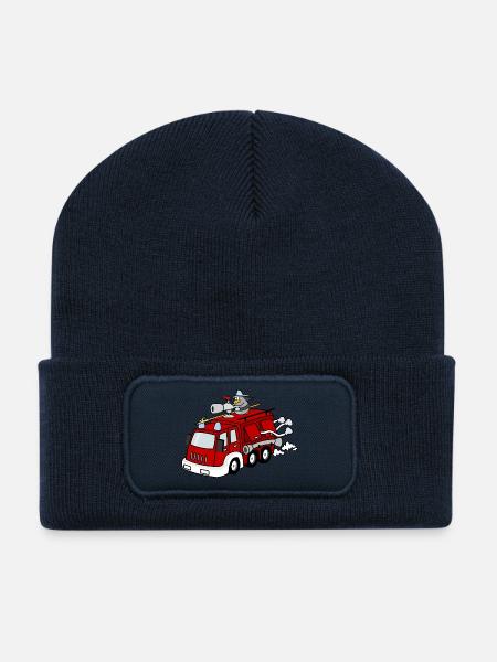 feu de pompier pompier pompier camion de pompier - Beanie recyclé à patch - bleu marine