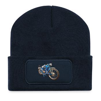 moto - Beanie recyclé à patch - bleu marine - Devant