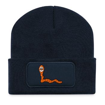 ver de terre ver de terre ver de terre enfant cadeau idée - Beanie recyclé à patch - bleu marine - Devant