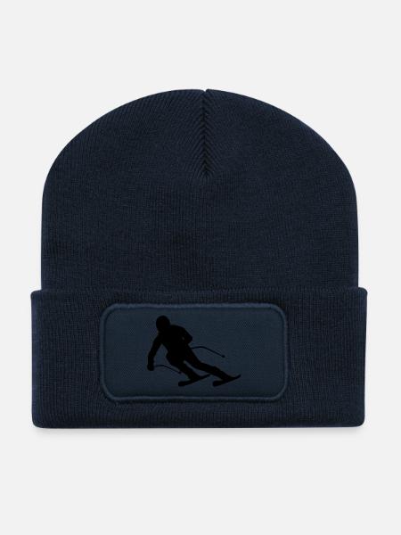 Skiing tribal - Beanie recyclé à patch - bleu marine
