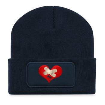 broken heart Brisé avec dispositif - Beanie recyclé à patch - bleu marine - Devant