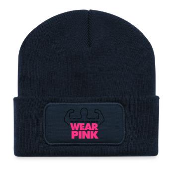 Echte Männer tragen Pink! - Recycelte Patch Beanie - French Navy - Vorne