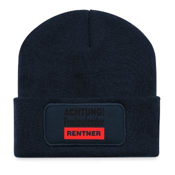 Achtung freilaufender Rentner - Recycelte Patch Beanie - French Navy - Vorne
