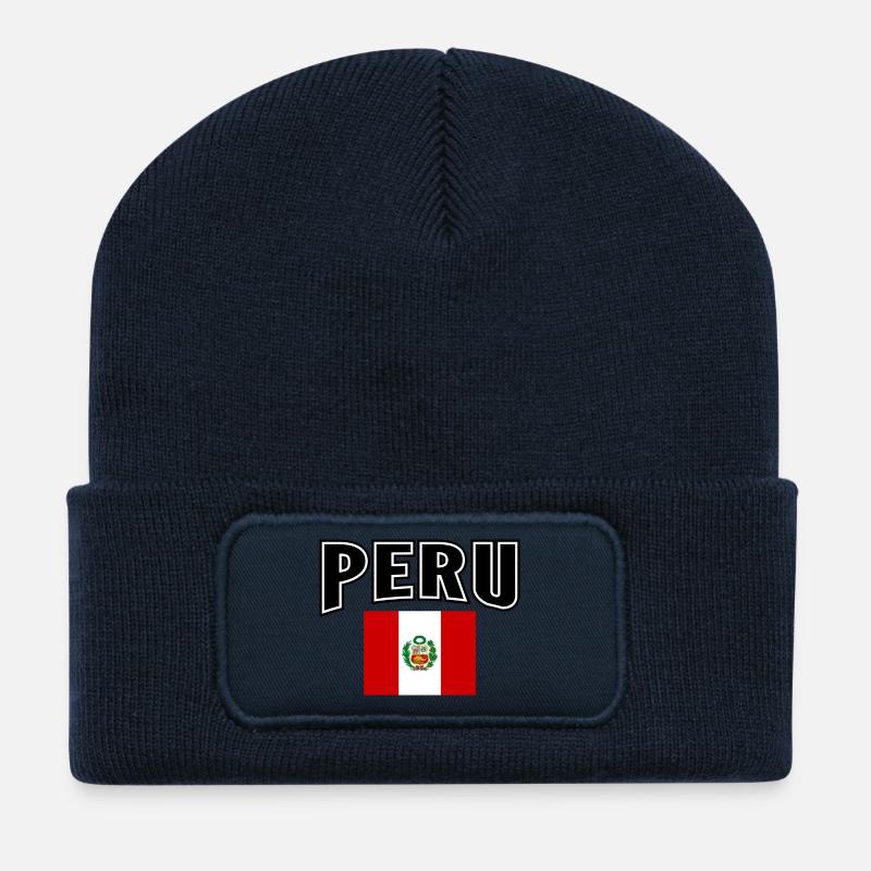 Pérou - Beanie recyclé à patch - bleu marine