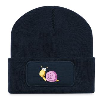 Sweet Little Snail I Comic - Beanie recyclé à patch - bleu marine - Devant